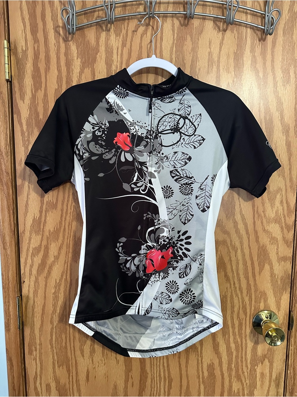 Women’s Size L Floral Canari Brand Full Zip Moisture Wicking Cycling Jersey